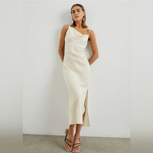 RAILS Jackie Asymmetric neck slip dress ivory lotus color size small.